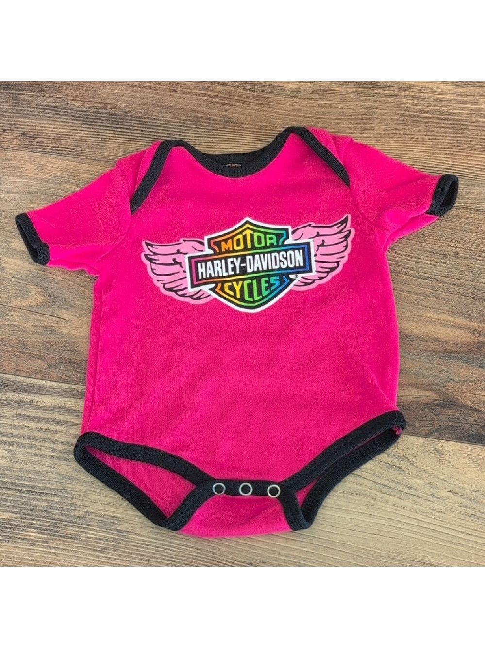 Harley-Davidson Pink and Black Infant Bodysuit One Piece 0-3mo